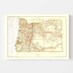 Vintage Map of Oregon 1876