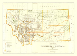 Vintage Map of Montana 1876