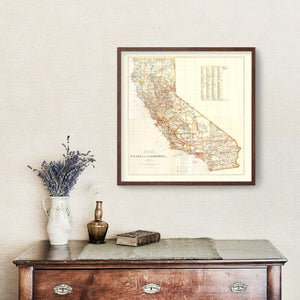 Vintage Map of California 1876
