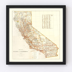 Vintage Map of California 1876