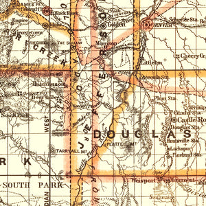 Vintage Map of Colorado 1876
