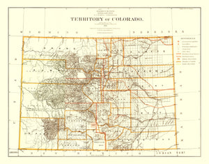 Vintage Map of Colorado 1876