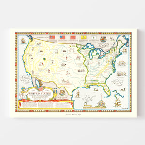 Vintage Revolutionary War Map of the United States