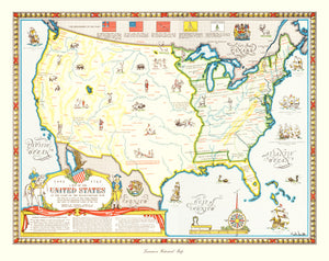 Vintage Revolutionary War Map of the United States