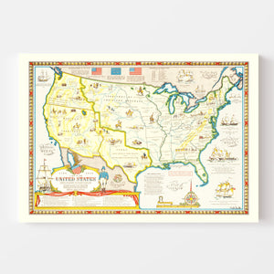 Vintage Louisiana Map Purchase Map of the United States