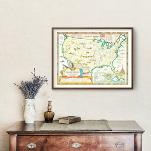 Vintage Map of United States 1959