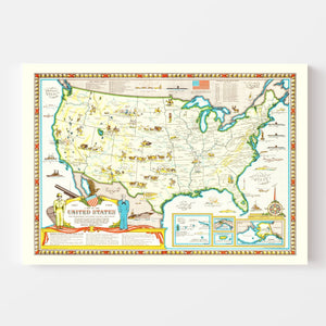 Vintage Map of United States 1959