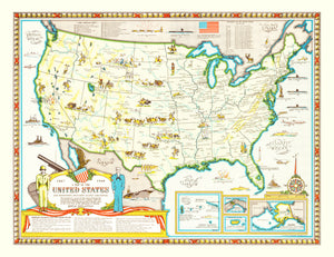 Vintage Map of United States 1959