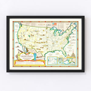 Vintage Map of United States 1959