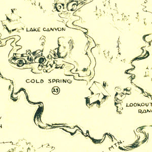 Vintage Map of Three Rivers, California 1945