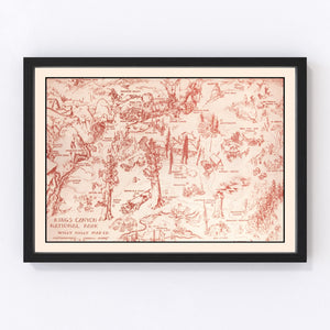 Vintage Map of Kings Canyon National Park, 1945