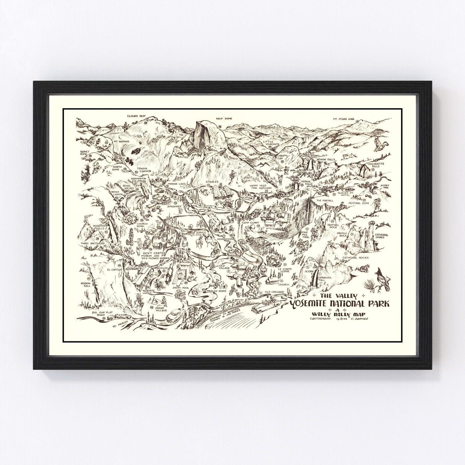 Vintage Map of Yosemite National Park, 1946