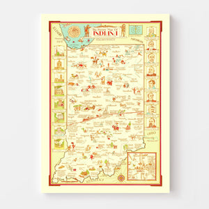 Vintage Map of Indiana 1932