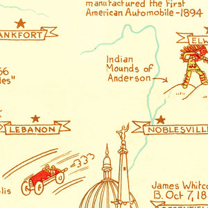 Vintage Map of Indiana 1932