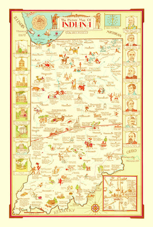 Vintage Map of Indiana 1932