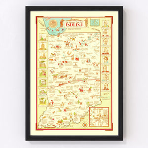 Vintage Map of Indiana 1932