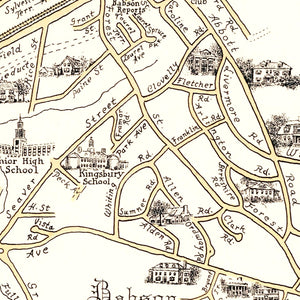 Vintage Map of Wellesley, Massachusetts 1960