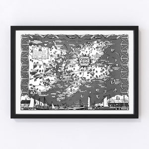 Vintage Map of Cape Ann, 1937