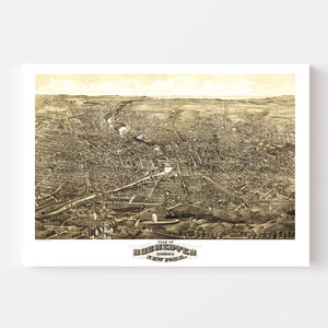 Vintage Map of Rochester, New York 1880