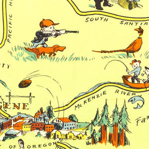 Vintage Map of Oregon 1936