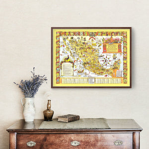 Vintage Pictorial Map of Mexico, 1938