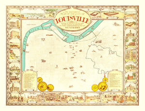 Vintage Map of Louisville, Kentucky 1934