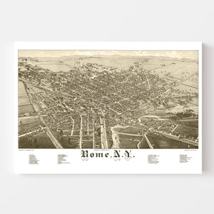 Vintage Map of Rome, New York 1886
