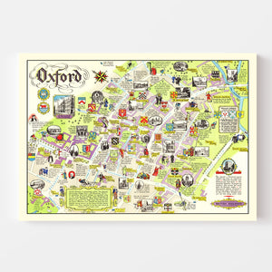 Vintage Map of Oxford, England 1949