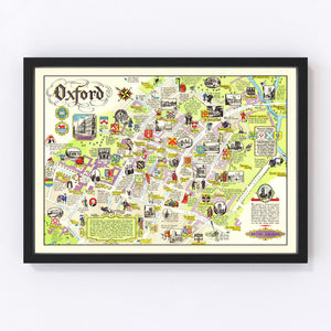 Vintage Map of Oxford, England 1949