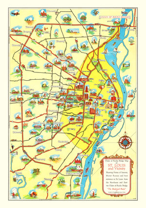 Vintage Map of St. Louis, Missouri 1940