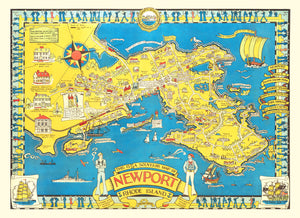 Vintage Map of Newport, Rhode Island 1945