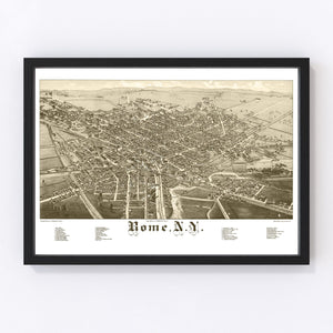 Vintage Map of Rome, New York 1886