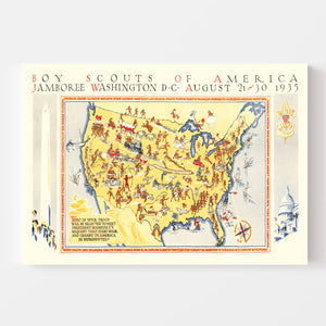 Vintage Boy Scouts Jamboree Map, 1935