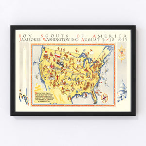 Vintage Boy Scouts Jamboree Map, 1935