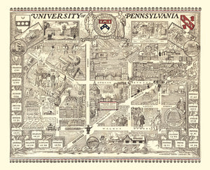 Vintage Map of University of Pennsylvania, 1933