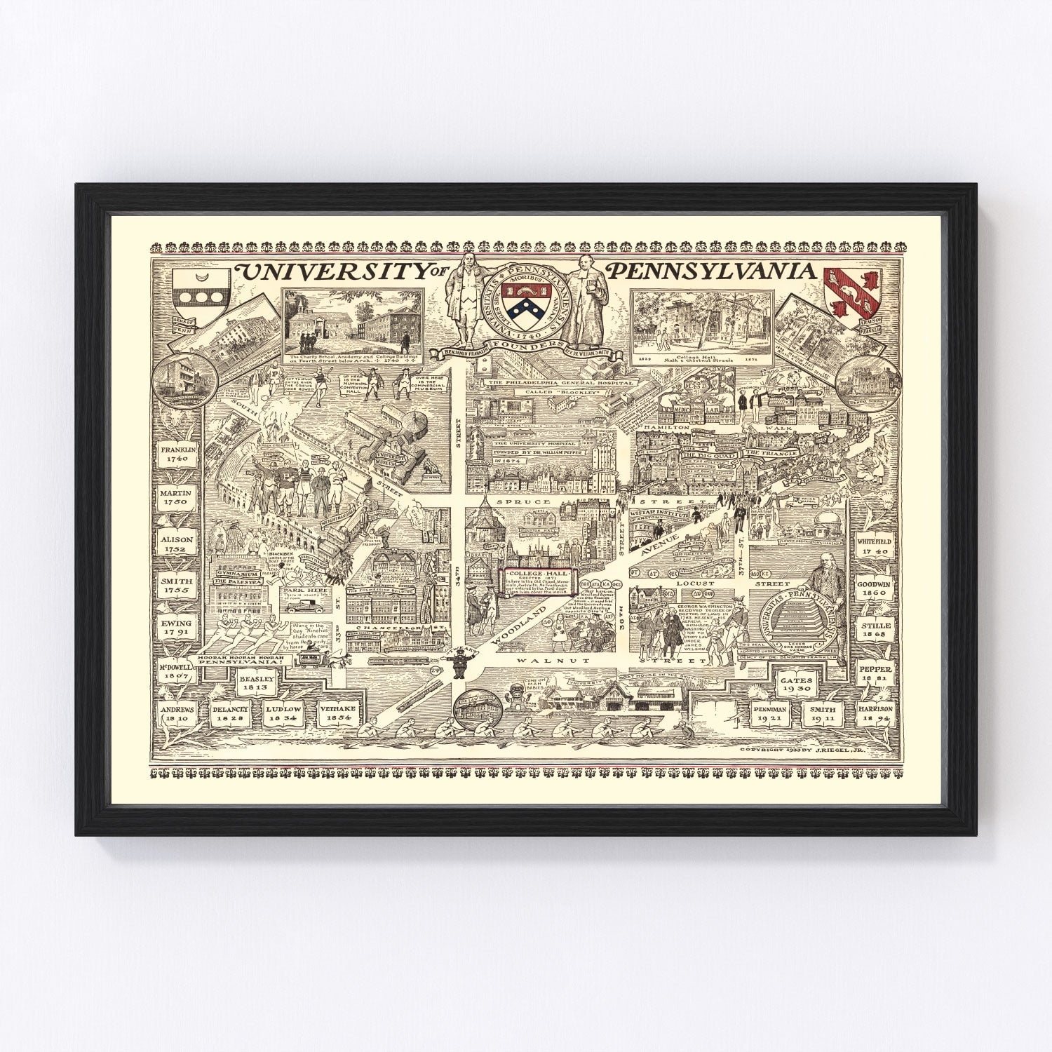 Vintage Map of University of Pennsylvania, 1933