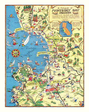 Vintage Map of Monterey Bay, 1932