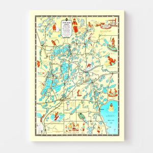 Vintage Map of Crow Wing County, Minnesota 1946