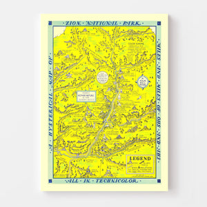 Vintage Map of Zion National Park, 1939