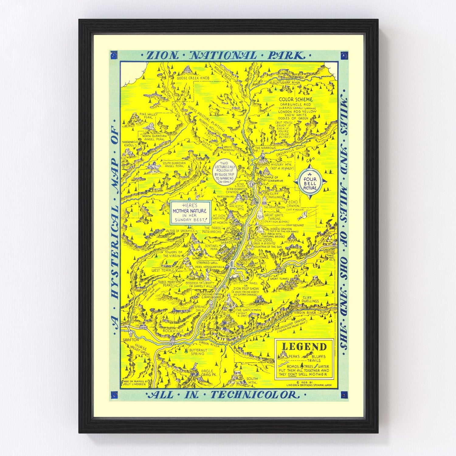 Vintage Map of Zion National Park, 1939