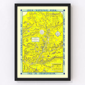 Vintage Map of Zion National Park, 1939