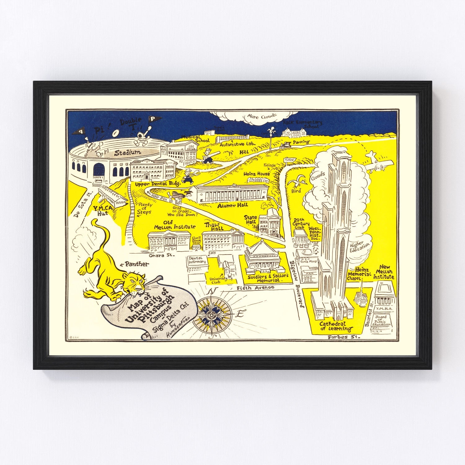 Vintage Map of University of Pittsburgh, 1935