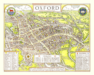 Vintage Map of Oxford, England 1936