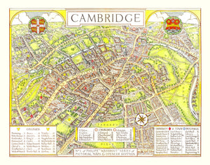 Vintage Map of Cambridge, England 1929