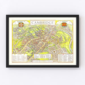 Vintage Map of Cambridge, England 1929