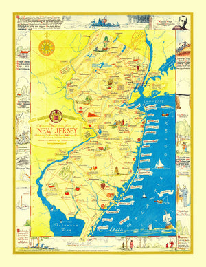 Vintage Map of New Jersey 1939