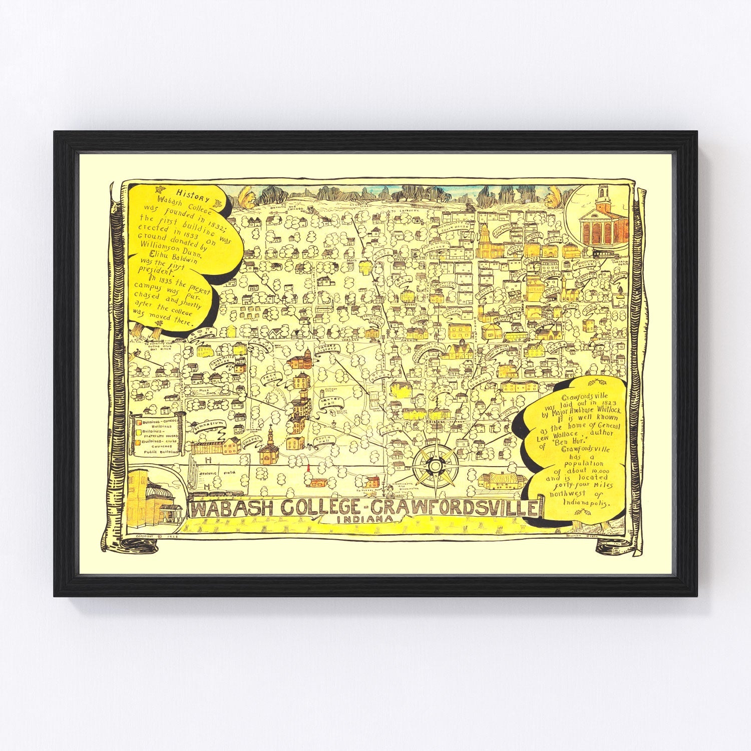 Vintage Map of Wabash College, 1928