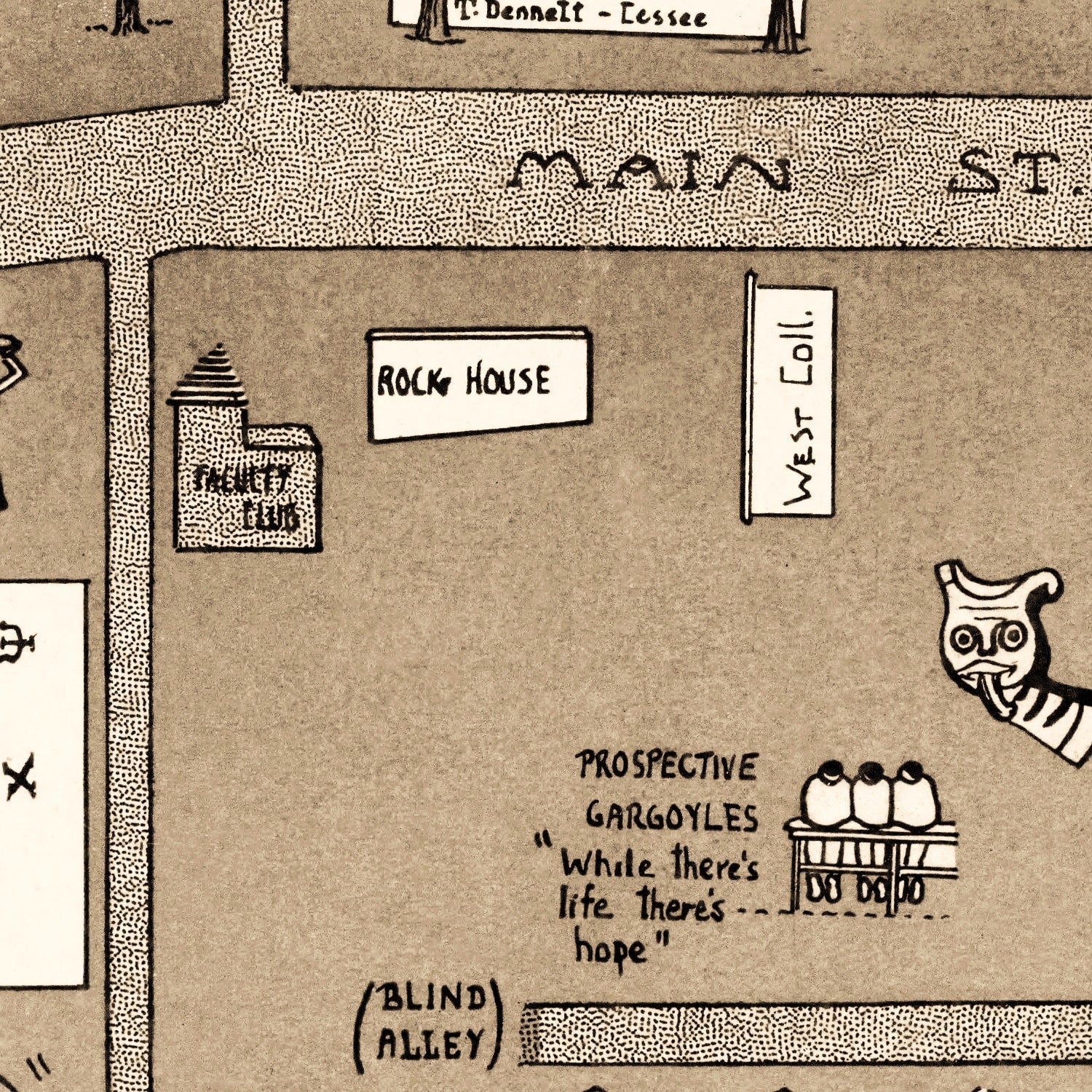 Vintage Map of Williams College, 1935