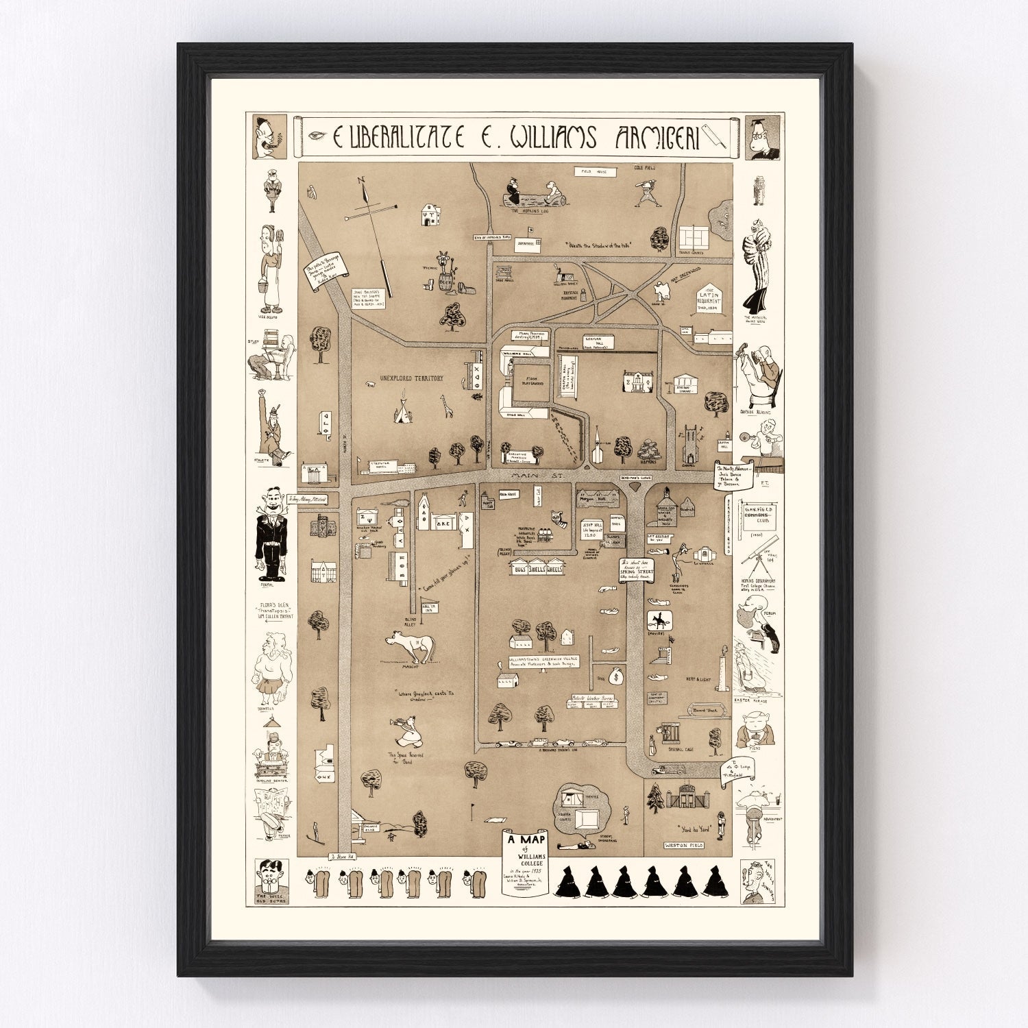 Vintage Map of Williams College, 1935