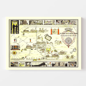 Vintage Map of Connecticut College for Women, 1934